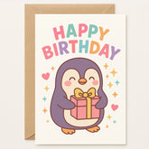 Cute Penguin Birthday Card - Greeting Card